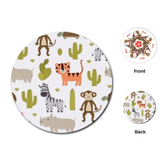 Cute Safari Animals Seamless Pattern Playing Cards Single Design (round) by Vaneshart