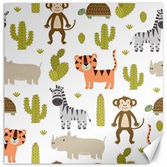 Cute Safari Animals Seamless Pattern Canvas 16  X 16  by Vaneshart