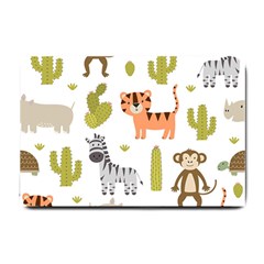 Cute Safari Animals Seamless Pattern Small Doormat  by Vaneshart