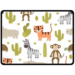 Cute Safari Animals Seamless Pattern Fleece Blanket (large)  by Vaneshart