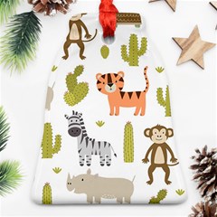 Cute Safari Animals Seamless Pattern Ornament (bell) by Vaneshart