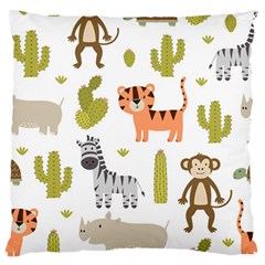 Cute Safari Animals Seamless Pattern Large Cushion Case (two Sides) by Vaneshart