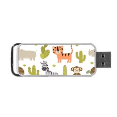 Cute Safari Animals Seamless Pattern Portable Usb Flash (two Sides) by Vaneshart