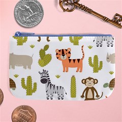 Cute Safari Animals Seamless Pattern Large Coin Purse by Vaneshart