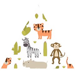 Cute Safari Animals Seamless Pattern Wooden Puzzle Triangle by Vaneshart