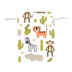 Cute Safari Animals Seamless Pattern Lightweight Drawstring Pouch (l)