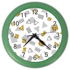 Memphis Seamless Patterns Color Wall Clock