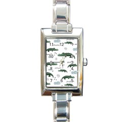 Vector Seamless Pattern With Cute Crocodiles Rectangle Italian Charm Watch by Vaneshart