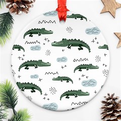 Vector Seamless Pattern With Cute Crocodiles Ornament (round) by Vaneshart