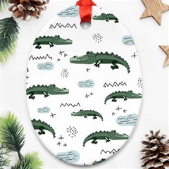 Vector Seamless Pattern With Cute Crocodiles Ornament (oval)