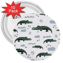 Vector Seamless Pattern With Cute Crocodiles 3  Buttons (10 Pack)  by Vaneshart