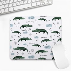 Vector Seamless Pattern With Cute Crocodiles Large Mousepads by Vaneshart