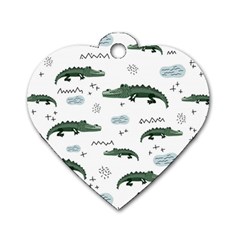 Vector Seamless Pattern With Cute Crocodiles Dog Tag Heart (one Side) by Vaneshart