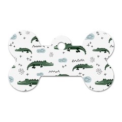 Vector Seamless Pattern With Cute Crocodiles Dog Tag Bone (two Sides) by Vaneshart