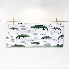 Vector Seamless Pattern With Cute Crocodiles Hand Towel by Vaneshart