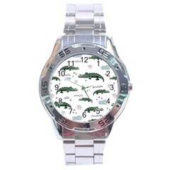 Vector Seamless Pattern With Cute Crocodiles Stainless Steel Analogue Watch by Vaneshart