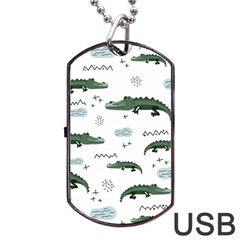 Vector Seamless Pattern With Cute Crocodiles Dog Tag Usb Flash (one Side) by Vaneshart