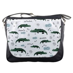 Vector Seamless Pattern With Cute Crocodiles Messenger Bag by Vaneshart