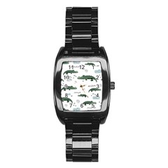 Vector Seamless Pattern With Cute Crocodiles Stainless Steel Barrel Watch by Vaneshart