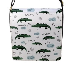 Vector Seamless Pattern With Cute Crocodiles Flap Closure Messenger Bag (l)