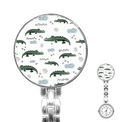 Vector Seamless Pattern With Cute Crocodiles Stainless Steel Nurses Watch by Vaneshart