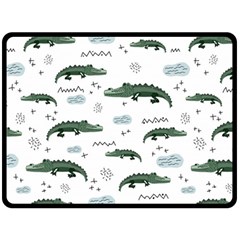 Vector Seamless Pattern With Cute Crocodiles Double Sided Fleece Blanket (large)  by Vaneshart