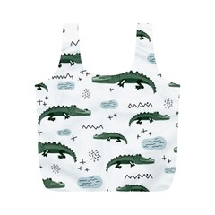 Vector Seamless Pattern With Cute Crocodiles Full Print Recycle Bag (m) by Vaneshart