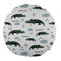 Vector Seamless Pattern With Cute Crocodiles Large 18  Premium Flano Round Cushions