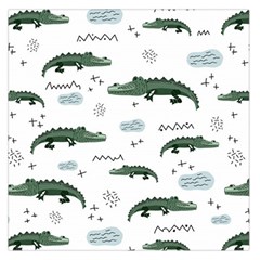 Vector Seamless Pattern With Cute Crocodiles Large Satin Scarf (square)