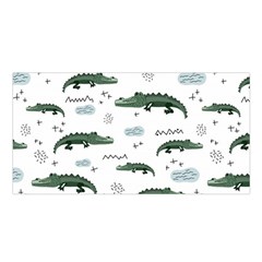 Vector Seamless Pattern With Cute Crocodiles Satin Shawl by Vaneshart