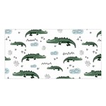 Vector Seamless Pattern With Cute Crocodiles Satin Shawl Front