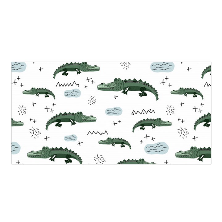 Vector Seamless Pattern With Cute Crocodiles Satin Shawl