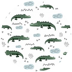 Vector Seamless Pattern With Cute Crocodiles Wooden Puzzle Round