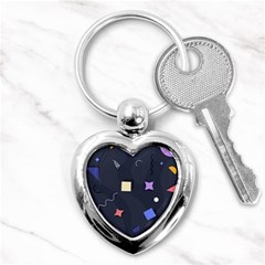 Memphis Pattern With Geometric Shapes Key Chain (heart) by Vaneshart