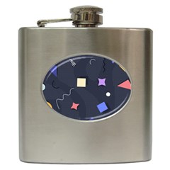 Memphis Pattern With Geometric Shapes Hip Flask (6 Oz) by Vaneshart