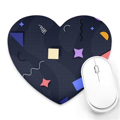 Memphis Pattern With Geometric Shapes Heart Mousepads by Vaneshart