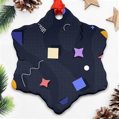 Memphis Pattern With Geometric Shapes Snowflake Ornament (two Sides) by Vaneshart