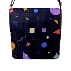 Memphis Pattern With Geometric Shapes Flap Closure Messenger Bag (l) by Vaneshart