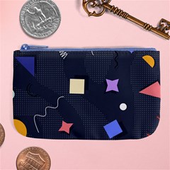 Memphis Pattern With Geometric Shapes Large Coin Purse by Vaneshart