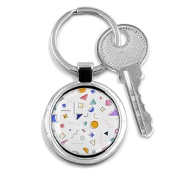 Memphis Pattern With Geometric Shapes Key Chain (round) by Vaneshart