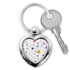 Memphis Pattern With Geometric Shapes Key Chain (heart) by Vaneshart