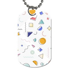 Memphis Pattern With Geometric Shapes Dog Tag (one Side) by Vaneshart