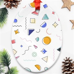 Memphis Pattern With Geometric Shapes Oval Ornament (two Sides) by Vaneshart