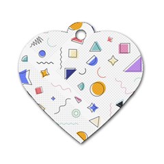 Memphis Pattern With Geometric Shapes Dog Tag Heart (one Side) by Vaneshart