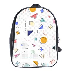 Memphis Pattern With Geometric Shapes School Bag (large) by Vaneshart