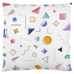 Memphis Pattern With Geometric Shapes Large Cushion Case (two Sides) by Vaneshart