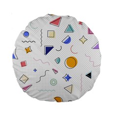 Memphis Pattern With Geometric Shapes Standard 15  Premium Round Cushions