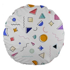 Memphis Pattern With Geometric Shapes Large 18  Premium Round Cushions