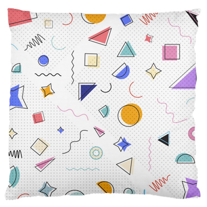 Memphis Pattern With Geometric Shapes Large Flano Cushion Case (Two Sides)