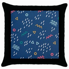 Trendy Memphis Style Seamless Pattern Colorful Geometric Seamless Pattern 80 S 90 S Styles Throw Pillow Case (black)